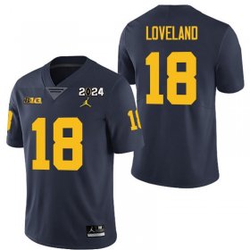 Men #18 Colston Loveland Navy Michigan Wolverines 2024 Championship Stitched High School Football Jersey 14378-843