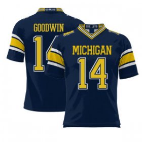 Men #14 Channing Goodwin Navy Michigan Wolverines Replica Alumni High School Football Jersey 19466-987