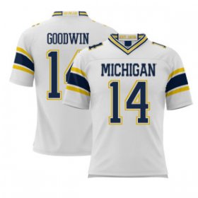 Men #14 Channing Goodwin White Michigan Wolverines Replica Stitched College Football Jersey 59356-119