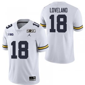 Men #18 Colston Loveland White Michigan Wolverines 2024 Championship Alumni College Football Jersey 87080-876