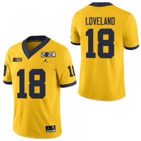 Men #18 Colston Loveland Yellow Michigan Wolverines 2024 Championship Official NCAA Football Jersey 29672-107