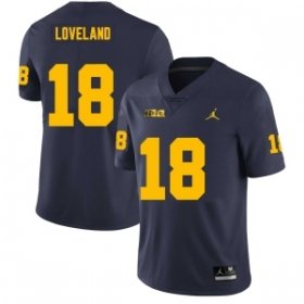 Men #18 Colston Loveland Navy Michigan Wolverines Embroidered High School Football Jersey 48243-443