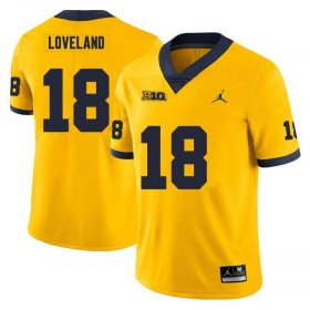 Men #18 Colston Loveland Yellow Michigan Wolverines Stitched NCAA Football Jersey 18823-802