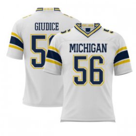 Men #56 Dominick Giudice White Michigan Wolverines Replica Alumni College Football Jersey 57843-686