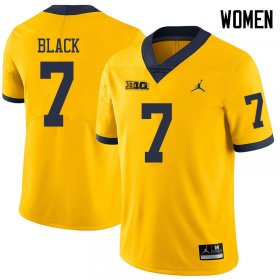 Women #7 Yellow Tarik Black Embroidered Michigan Wolverines Football Jersey 2Owu3T81