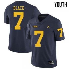 Youth #7 Navy Tarik Black Stitched Michigan Wolverines Football Jersey RLY4oN66