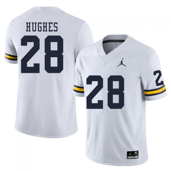 Men #28 Danny Hughes White Michigan Wolverines Stitched NCAA Football Jersey 33380-512