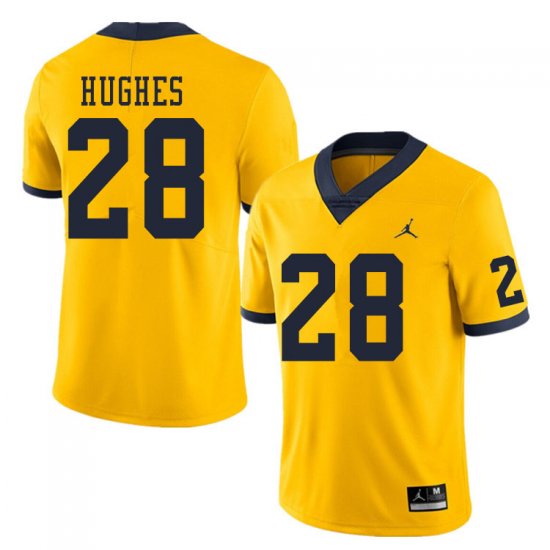 Men #28 Danny Hughes Yellow Michigan Wolverines Embroidered High School Football Jersey 92867-301