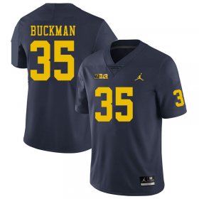 Men #35 Navy Luke Buckman Embroidered Michigan Wolverines Football Jersey 43uV2H80