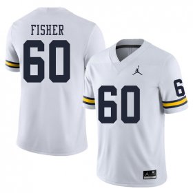 Men #60 White Luke Fisher Embroidered Michigan Wolverines Football Jersey OGFdhv28