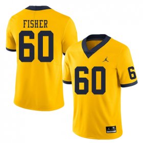 Men #60 Yellow Luke Fisher Stitched Michigan Wolverines Football Jersey 542lE736