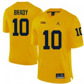 Men #10 Tom Brady Maize Michigan Wolverines Stitched NCAA Football Jersey 50036-826