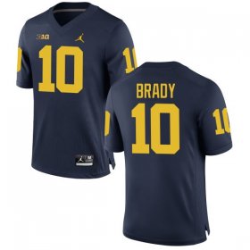 Men #10 Tom Brady Navy Michigan Wolverines Embroidered High School Football Jersey 91126-104