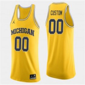 Men #00 Custom Maize Michigan Wolverines Stitched College Basketball Jersey 78759-549