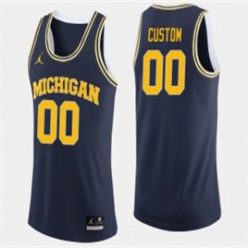 Men #00 Custom Navy Michigan Wolverines Embroidered NCAA Basketball Jersey 10325-299