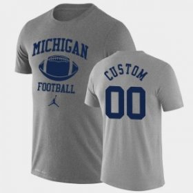 Men #00 Custom Heathered Gray Michigan Wolverines Retro Lockup Legend Performance NCAA Football T-Shirt 99790-386