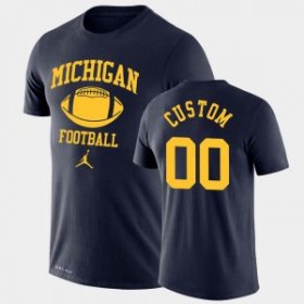 Men #00 Custom Navy Michigan Wolverines Retro Lockup Legend Performance High School Football T-Shirt 41792-541