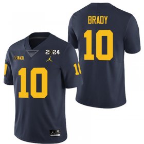 Men #10 Tom Brady Navy Michigan Wolverines 2024 Championship Official High School Football Jersey 23520-655