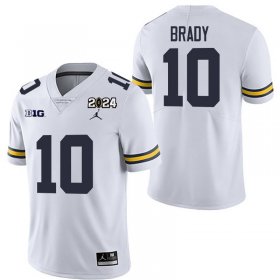 Men #10 Tom Brady White Michigan Wolverines 2024 Championship Embroidered College Football Jersey 46344-567