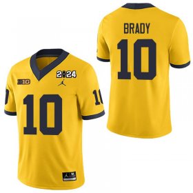 Men #10 Tom Brady Yellow Michigan Wolverines 2024 Championship Alumni NCAA Football Jersey 72985-497