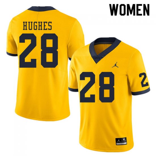 Women #28 Danny Hughes Yellow Michigan Wolverines Stitched High School Football Jersey 18585-864