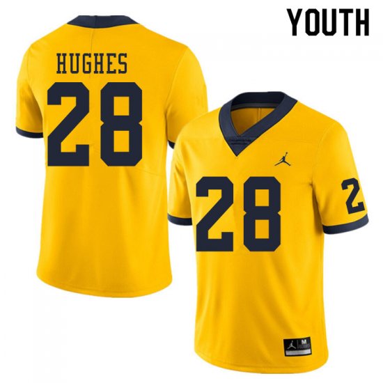 Youth #28 Danny Hughes Yellow Michigan Wolverines Alumni NCAA Football Jersey 53022-251