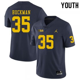 Youth #35 Navy Luke Buckman Embroidered Michigan Wolverines Football Jersey 1LY26870