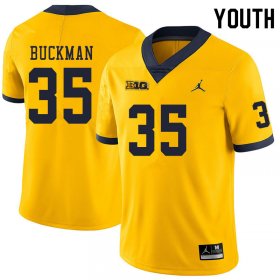 Youth #35 Yellow Luke Buckman Embroidered Michigan Wolverines Football Jersey 6u5gG278