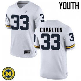 Youth #33 White Taco Charlton Embroidered Michigan Wolverines Football Jersey P1UtL096